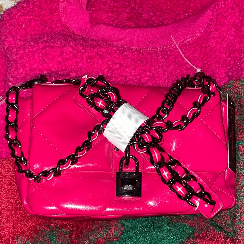 Vibrant Pink Crossbody Bag with Chain